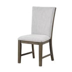 Lot de 2 chaises de salle à manger Royal Hampton, bois de chêne brun, tissu et mousse gris