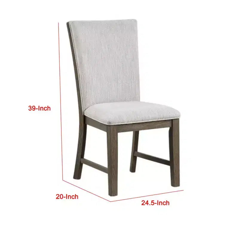 Lot de 2 chaises de salle à manger Royal Hampton, bois de chêne brun, tissu et mousse gris