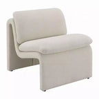 Fauteuil d'appoint Royal Hampton, base ouverte incurvée, sans accoudoirs, en bouclé ivoire moderne