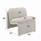 Fauteuil d'appoint Royal Hampton, base ouverte incurvée, sans accoudoirs, en bouclé ivoire moderne