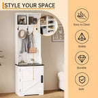 Meuble à chaussures de style rustique pour entrée avec rangement compact pour manteaux, doté de 5 patères, comprend un espace de rangement pour chaussures, idéal pour les entrées et les couloirs.