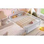 Lit plateforme intégral Bellemave avec barrières de sécurité et clôture amovible, lit plateforme en bois massif pour enfants, blanc