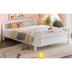 Lit plateforme intégral Bellemave avec barrières de sécurité et clôture amovible, lit plateforme en bois massif pour enfants, blanc