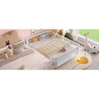 Lit plateforme intégral Bellemave avec barrières de sécurité et clôture amovible, lit plateforme en bois massif pour enfants, blanc