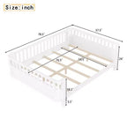 Lit plateforme intégral Bellemave avec barrières de sécurité et clôture amovible, lit plateforme en bois massif pour enfants, blanc