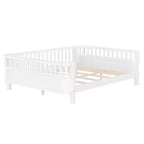 Lit plateforme intégral Bellemave avec barrières de sécurité et clôture amovible, lit plateforme en bois massif pour enfants, blanc