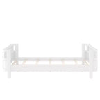 Lit plateforme intégral Bellemave avec barrières de sécurité et clôture amovible, lit plateforme en bois massif pour enfants, blanc