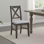 Royal Hampton Dining Chair Set of 2, X Farmhouse Back, Padded Gray and Beige