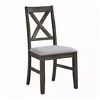 Lot de 2 chaises de salle à manger Royal Hampton, dossier en X style fermier, rembourrées gris et beige