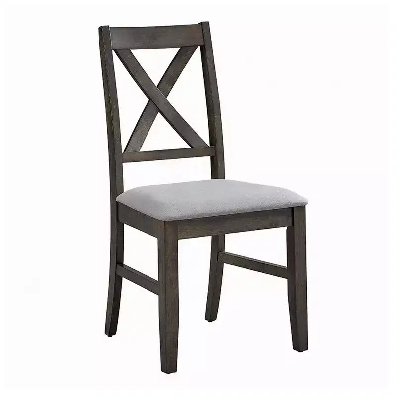 Lot de 2 chaises de salle à manger Royal Hampton, dossier en X style fermier, rembourrées gris et beige