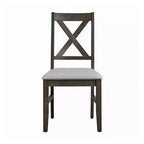 Lot de 2 chaises de salle à manger Royal Hampton, dossier en X style fermier, rembourrées gris et beige
