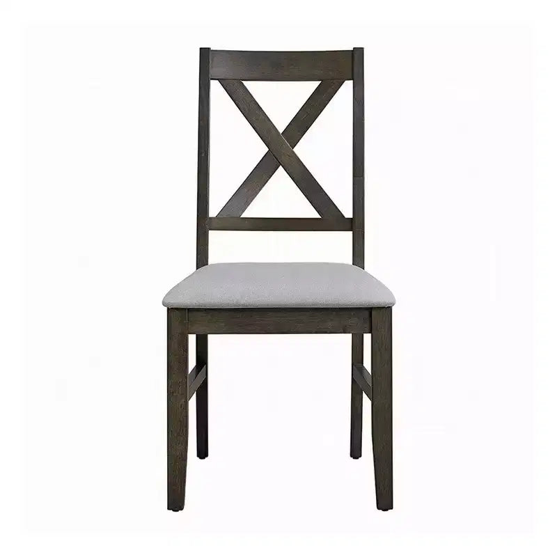 Lot de 2 chaises de salle à manger Royal Hampton, dossier en X style fermier, rembourrées gris et beige