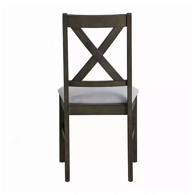 Lot de 2 chaises de salle à manger Royal Hampton, dossier en X style fermier, rembourrées gris et beige