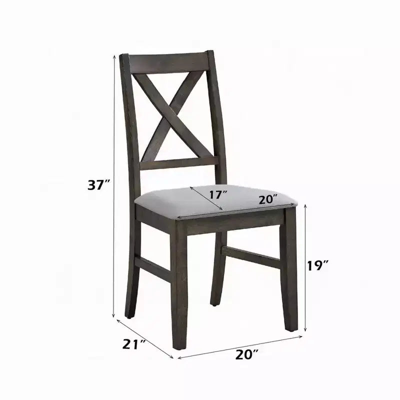 Lot de 2 chaises de salle à manger Royal Hampton, dossier en X style fermier, rembourrées gris et beige