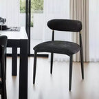 Royal Hampton Side Dining Chair Set of 2, Black Chenille, Curved, Metal Legs