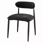 Lot de 2 chaises de salle à manger Royal Hampton, en chenille noire, incurvées, pieds en métal