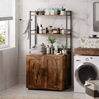 55Cache-litière, meuble de toilettes pour chats dissimulé avec étagères de rangement à 2 niveaux et portes, meuble cache-litière pour plantes, nourriture et décorations
