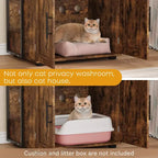 55Cache-litière, meuble de toilettes pour chats dissimulé avec étagères de rangement à 2 niveaux et portes, meuble cache-litière pour plantes, nourriture et décorations