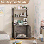 55Cache-litière, meuble de toilettes pour chats dissimulé avec étagères de rangement à 2 niveaux et portes, meuble cache-litière pour plantes, nourriture et décorations