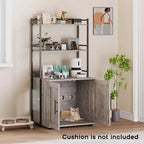 55Cache-litière, meuble de toilettes pour chats dissimulé avec étagères de rangement à 2 niveaux et portes, meuble cache-litière pour plantes, nourriture et décorations