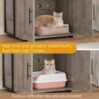 55Cache-litière, meuble de toilettes pour chats dissimulé avec étagères de rangement à 2 niveaux et portes, meuble cache-litière pour plantes, nourriture et décorations