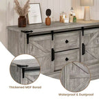 Commode de chambre à 4 tiroirs, commode en bois de 114 cm avec portes coulissantes de style grange, meuble TV avec grands tiroirs et poignées barre, pour dressing, salon