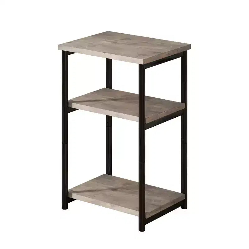Table d'appoint rustique à 3 niveaux pour petits espaces, petite table d'appoint de ferme en bois avec étagères de rangement, table de chevet fine pour chambre, salon, bureau