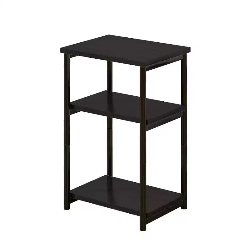 Table d'appoint rustique à 3 niveaux pour petits espaces, petite table d'appoint de ferme en bois avec étagères de rangement, table de chevet fine pour chambre, salon, bureau