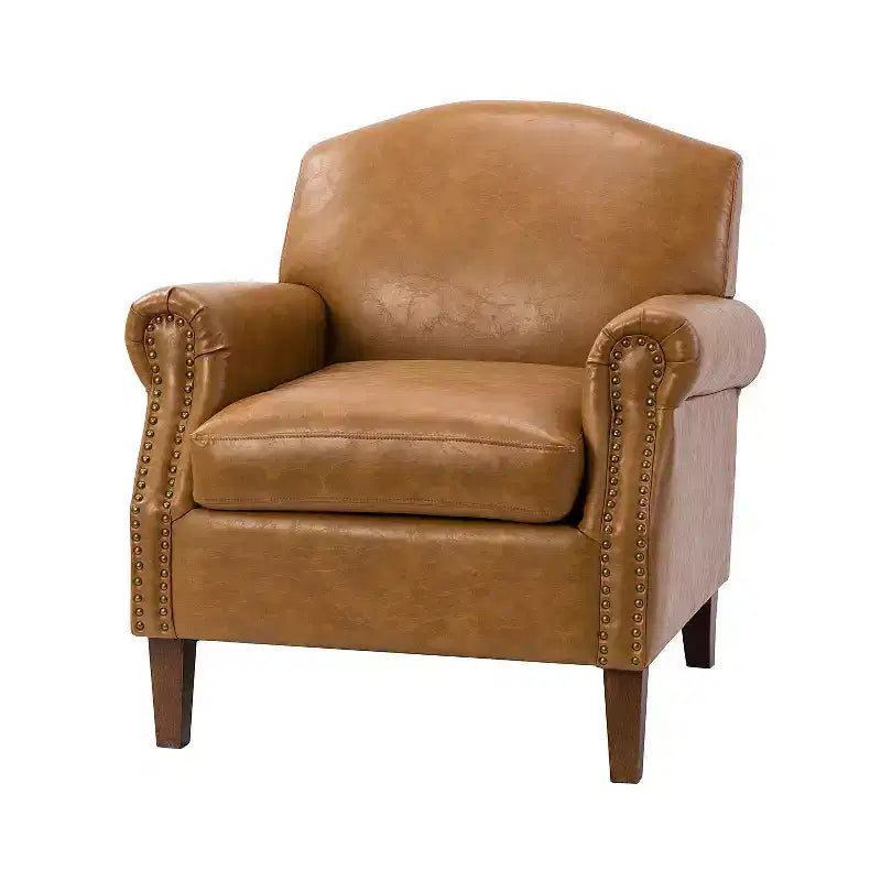 Fauteuil transitoire Gianluigi en cuir vegan avec garniture cloutée pour chambre et salon | ART OF LIVING DESIGNS