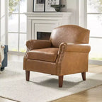Fauteuil transitoire Gianluigi en cuir vegan avec garniture cloutée pour chambre et salon | ART OF LIVING DESIGNS