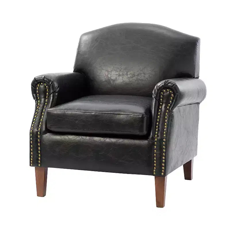 Fauteuil transitoire Gianluigi en cuir vegan avec garniture cloutée pour chambre et salon | ART OF LIVING DESIGNS
