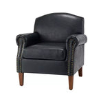 Fauteuil transitoire Gianluigi en cuir vegan avec garniture cloutée pour chambre et salon | ART OF LIVING DESIGNS