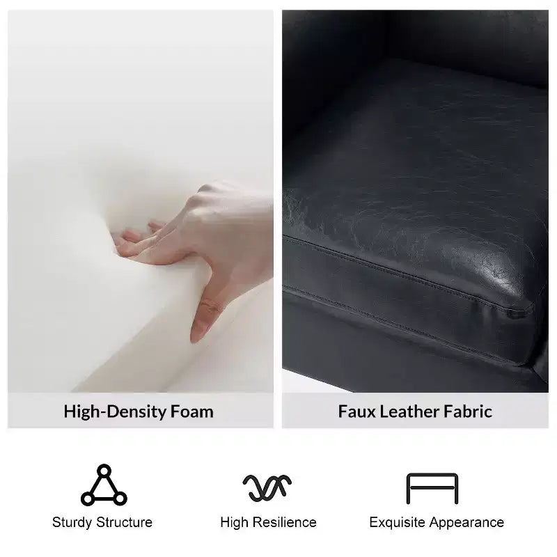 Fauteuil transitoire Gianluigi en cuir vegan avec garniture cloutée pour chambre et salon | ART OF LIVING DESIGNS