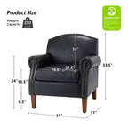 Fauteuil transitoire Gianluigi en cuir vegan avec garniture cloutée pour chambre et salon | ART OF LIVING DESIGNS