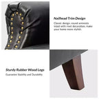 Fauteuil transitoire Gianluigi en cuir vegan avec garniture cloutée pour chambre et salon | ART OF LIVING DESIGNS