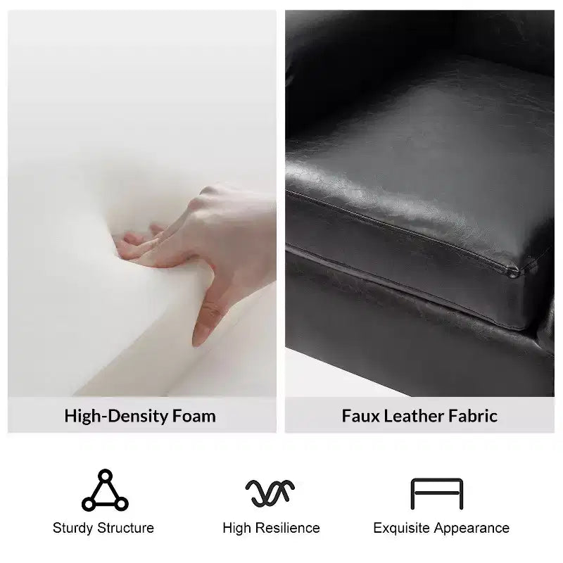 Fauteuil transitoire Gianluigi en cuir vegan avec garniture cloutée pour chambre et salon | ART OF LIVING DESIGNS