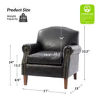 Fauteuil transitoire Gianluigi en cuir vegan avec garniture cloutée pour chambre et salon | ART OF LIVING DESIGNS