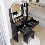 Coiffeuse avec miroir et lumières, ensemble coiffeuse de maquillage avec prises de courant et chaise, 3 couleurs d'éclairage, coiffeuse avec 3 tiroirs