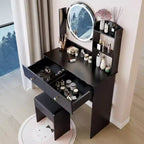 Coiffeuse avec miroir et lumières, ensemble coiffeuse de maquillage avec prises de courant et chaise, 3 couleurs d'éclairage, coiffeuse avec 3 tiroirs