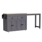 Îlot de cuisine et chariot de rangement Whisen 74.5 avec table à manger extensible, étagère à épices et 2 tiroirs