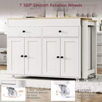 Îlot de cuisine et chariot de rangement Whisen 74.5 avec table à manger extensible, étagère à épices et 2 tiroirs