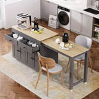 Îlot de cuisine et chariot de rangement Whisen 74.5 avec table à manger extensible, étagère à épices et 2 tiroirs