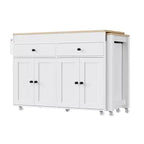 Îlot de cuisine et chariot de rangement Whisen 74.5 avec table à manger extensible, étagère à épices et 2 tiroirs