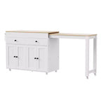 Îlot de cuisine et chariot de rangement Whisen 74.5 avec table à manger extensible, étagère à épices et 2 tiroirs