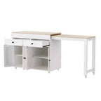 Îlot de cuisine et chariot de rangement Whisen 74.5 avec table à manger extensible, étagère à épices et 2 tiroirs