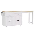Îlot de cuisine et chariot de rangement Whisen 74.5 avec table à manger extensible, étagère à épices et 2 tiroirs