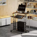 Bureau Debout HOMCOM avec Prises Électriques, Bureau Réglable en Hauteur avec Plateau Inclinable, Roues Verrouillables, Étagère, pour Bureau à Domicile