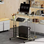 Bureau Debout HOMCOM avec Prises Électriques, Bureau Réglable en Hauteur avec Plateau Inclinable, Roues Verrouillables, Étagère, pour Bureau à Domicile