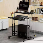 Bureau Debout HOMCOM avec Prises Électriques, Bureau Réglable en Hauteur avec Plateau Inclinable, Roues Verrouillables, Étagère, pour Bureau à Domicile