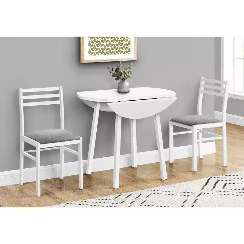 Ensemble de salle à manger vintage 3 pièces Okak avec table et chaises rembourrées pour salle à manger, restaurant, ensemble dinette rond moderne avec rallonge à rabats